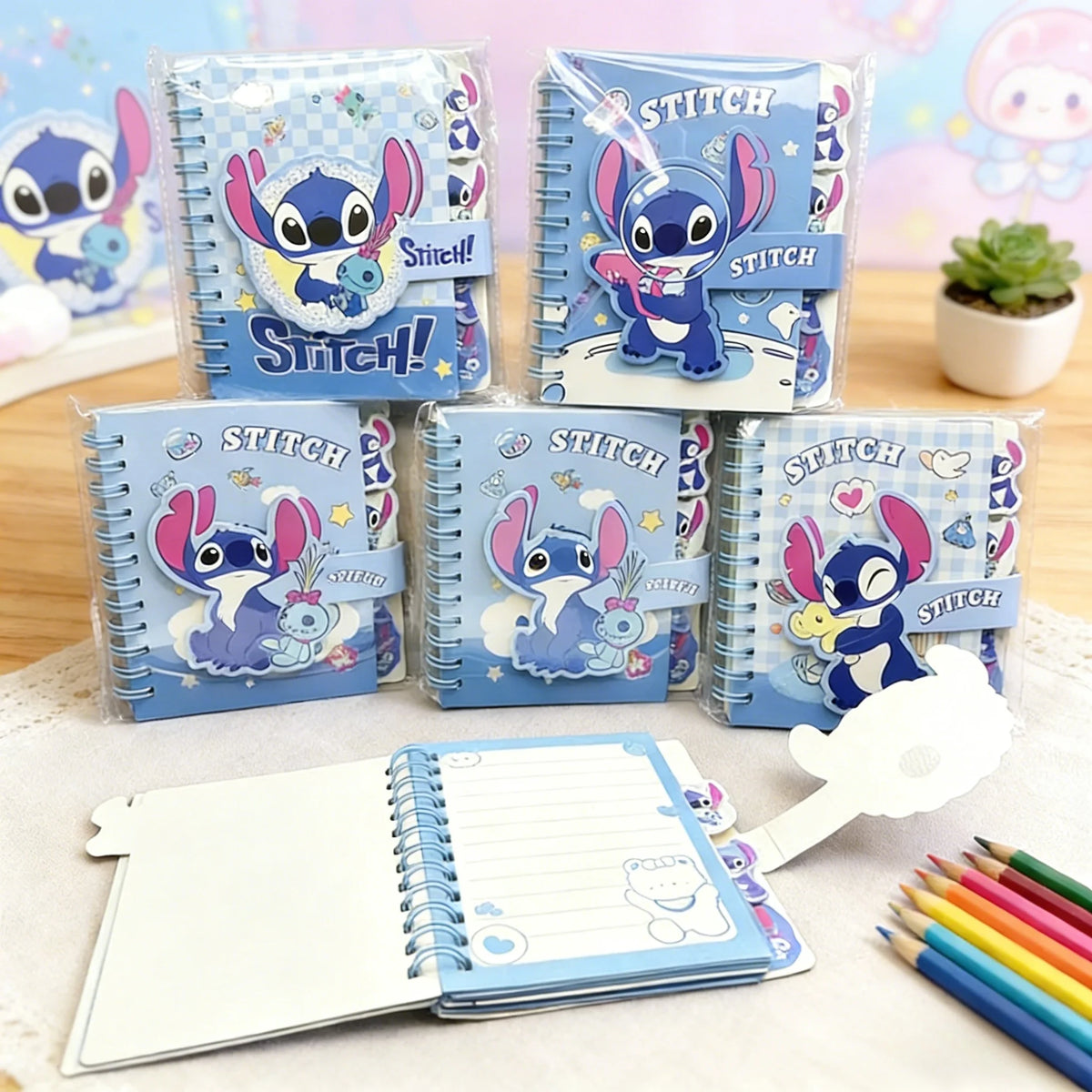 1pc Lilo & Stitch Notebook Anime Cartoon School Supplies Portable Diary Fashion Office Supplies Coil Book Cute Gift In Stock