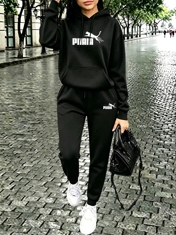 Pure Color Sportswear Women's Set/Hoodie/Pants Autumn Winter Daily Casual Sports Jogging Suits Hooded Sweatshirts and Sweatpants
