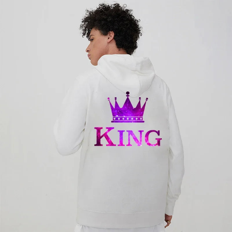 Women Men Streetwear Harajuku Graphic Oversized Jacket Hood Shirt Punk Gothic Y2K Clothes Sweatshirt King Queen Tracksuits