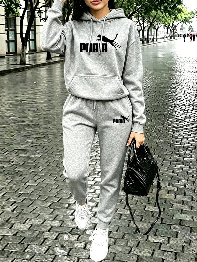 Pure Color Sportswear Women's Set/Hoodie/Pants Autumn Winter Daily Casual Sports Jogging Suits Hooded Sweatshirts and Sweatpants
