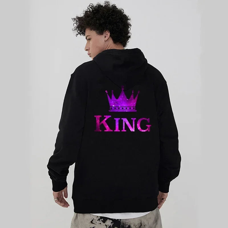 Women Men Streetwear Harajuku Graphic Oversized Jacket Hood Shirt Punk Gothic Y2K Clothes Sweatshirt King Queen Tracksuits