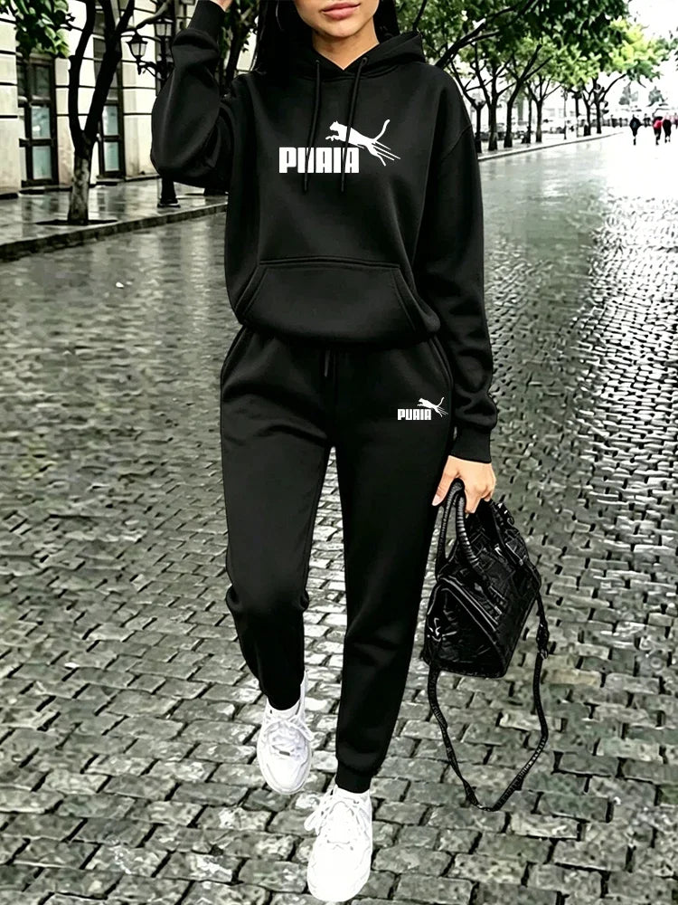 Pure Color Sportswear Women's Set/Hoodie/Pants Autumn Winter Daily Casual Sports Jogging Suits Hooded Sweatshirts and Sweatpants