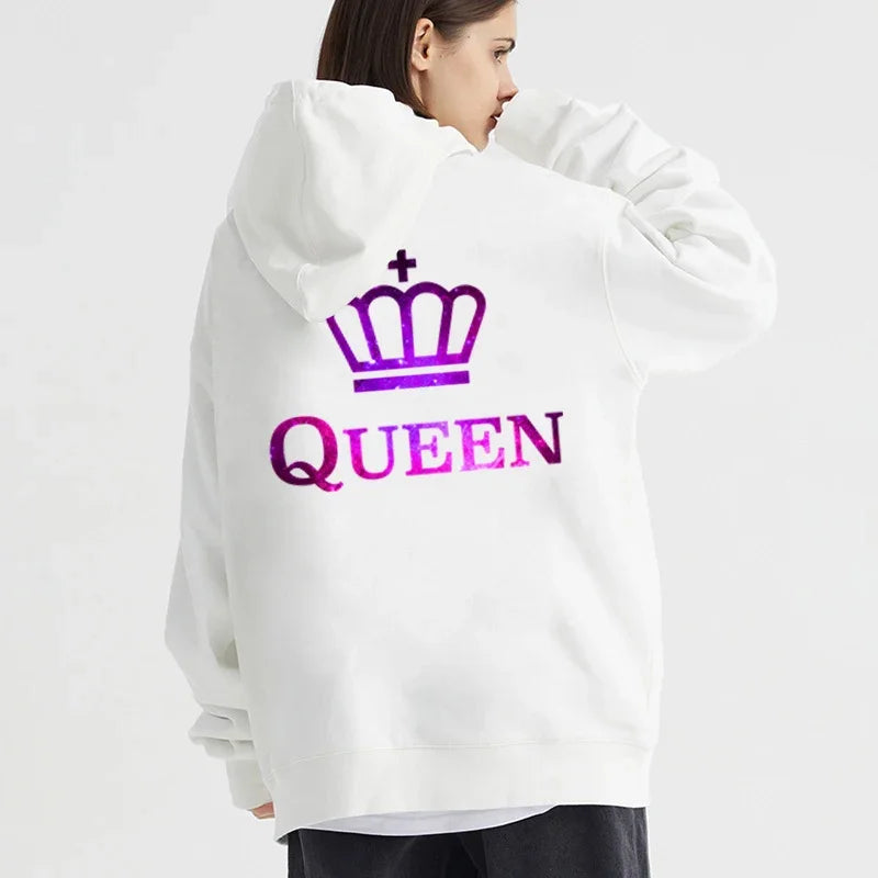 Women Men Streetwear Harajuku Graphic Oversized Jacket Hood Shirt Punk Gothic Y2K Clothes Sweatshirt King Queen Tracksuits
