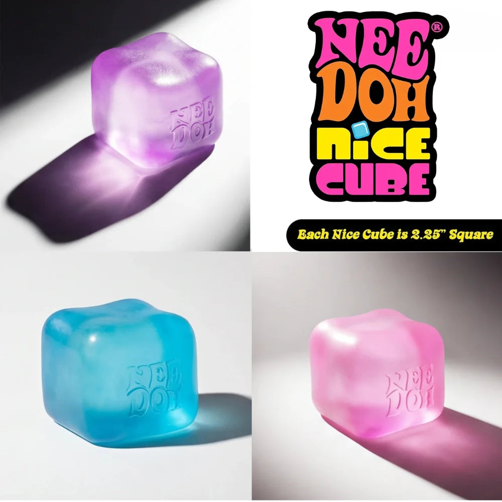 Schylling Nee Doh Jellyfish & Cube Squish Toy, Soft Jelly Squeeze Stress Relief Fidget Toy, Sensory NeeDoh for Kids & Adults