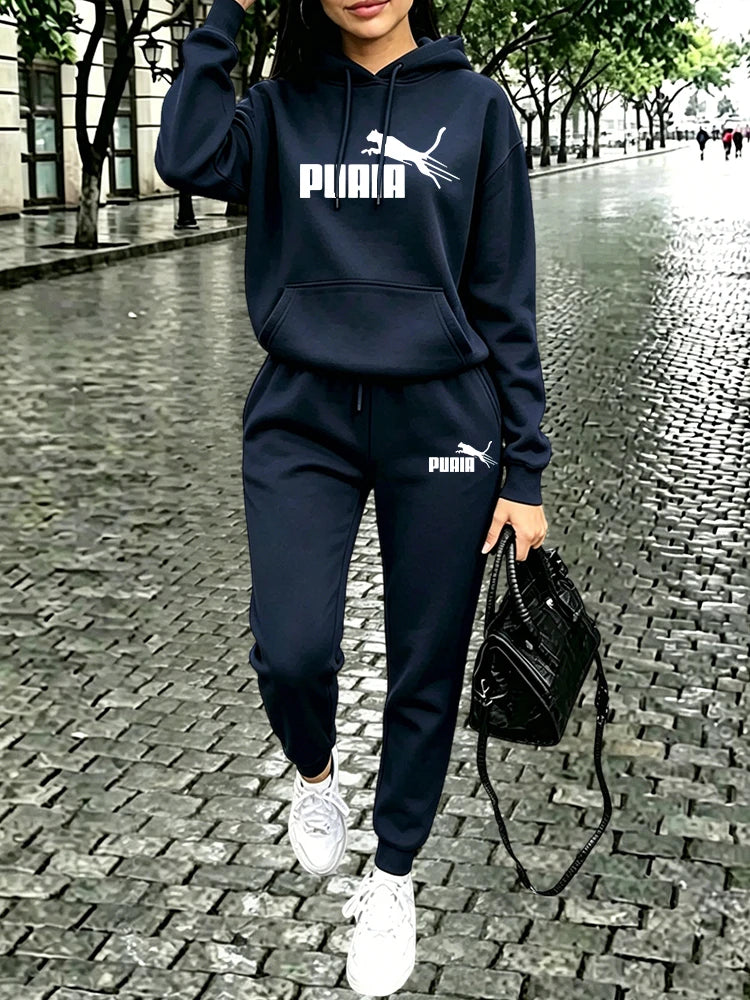 Pure Color Sportswear Women's Set/Hoodie/Pants Autumn Winter Daily Casual Sports Jogging Suits Hooded Sweatshirts and Sweatpants