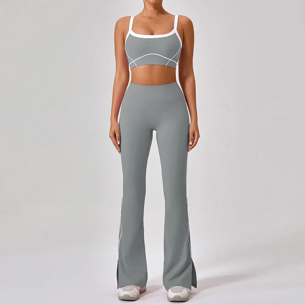 Womens 2 Piece Workout Running Sets,Hot Shot Skort Set Y2K Cropped Tank Top and Pants Outfits Sweatsuits