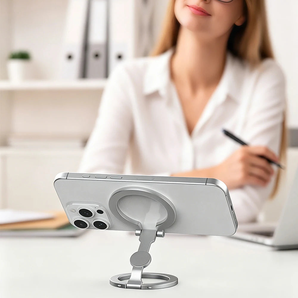 Double Sided Magnetic Suction 3 Sections Shimmering Powder Magnetic Ring Phone Holder 360° Rotatable Ultra Light Ultra Thin Allo