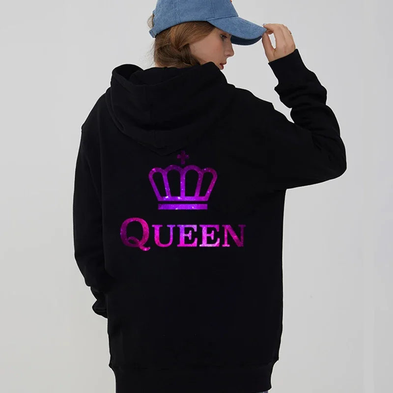 Women Men Streetwear Harajuku Graphic Oversized Jacket Hood Shirt Punk Gothic Y2K Clothes Sweatshirt King Queen Tracksuits